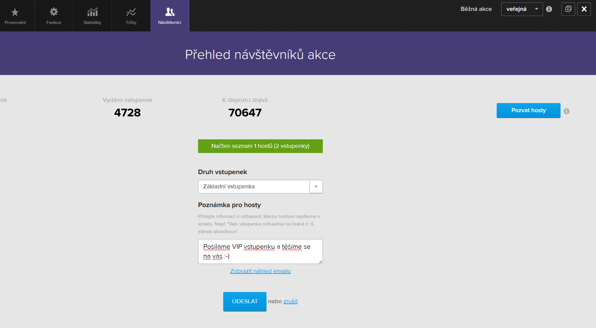 Pozvánka přes smsticket
