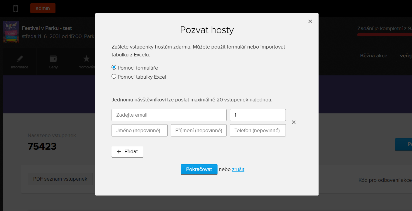 Pozvánka přes smsticket