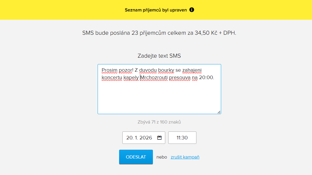 Informační SMS kampaně