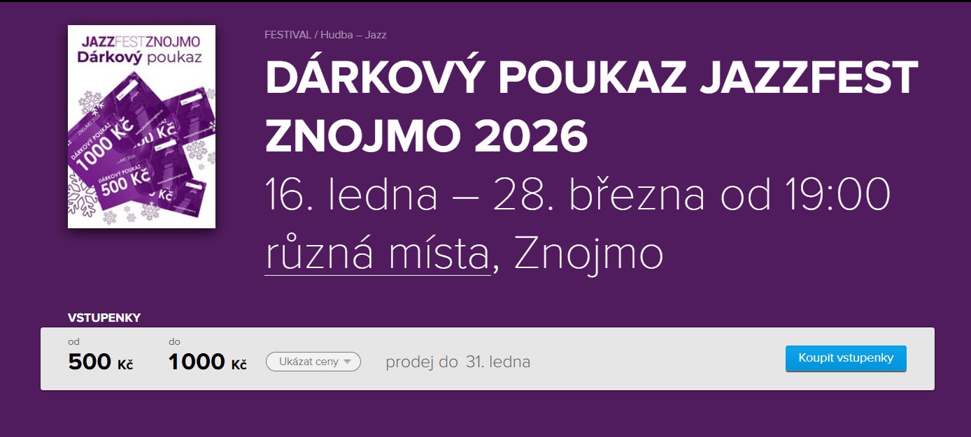 šablona dárkového poukazu JazzFest Znojmo