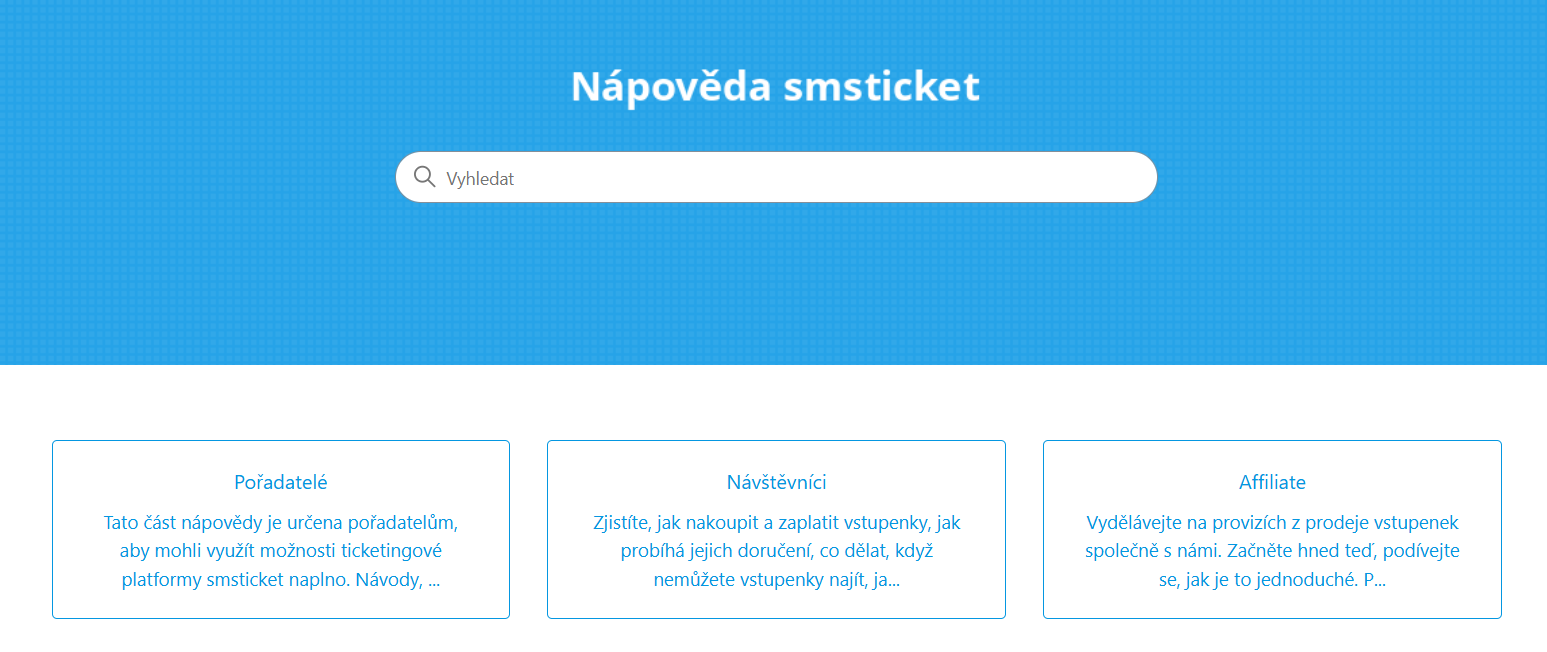 Hlavní vyhledávání v Nápovědě